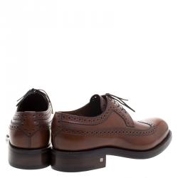 مملوكة مسبقًا حذاء ديربي لوي فيتون جلد بروغي بني برباط مقاس 44