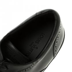 Louis Vuitton Black Brogue Leather Wingtip Lace Up Derby Size 43.5