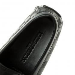 Pre Owned Louis Vuitton Black Damier Embossed Leather Hockenheim Loafers Size 44