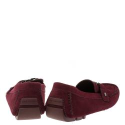 Pre Owned حذاء لوفرز لوي فيتون مونت كارلو سويدي أحمر غارنت مقاس 43.5