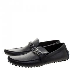 مملوكة مسبقًا حذاء لوفرز لوي فيتون هوكنفيم جلد غرافيتي مقاس 44