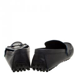 مملوكة مسبقًا حذاء لوفرز لوي فيتون هوكنفيم جلد غرافيتي مقاس 44