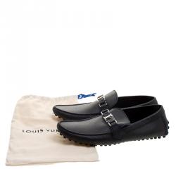 مملوكة مسبقًا حذاء لوفرز لوي فيتون هوكنفيم جلد غرافيتي مقاس 44