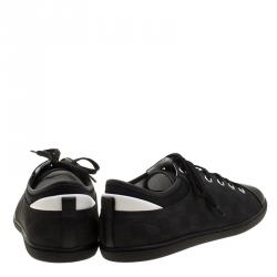 Pre Owned Louis Vuitton Damier Graphite Nylon and Leather Baseball Low Top Sneakers Size 43.5