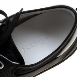 Pre Owned Louis Vuitton Damier Graphite Nylon and Leather Baseball Low Top Sneakers Size 43.5