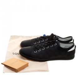 Pre Owned Louis Vuitton Damier Graphite Nylon and Leather Baseball Low Top Sneakers Size 43.5