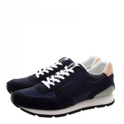 Pre Owned Louis Vuitton Blue Mesh and Suede Abbesses Sneakers Size 42.5