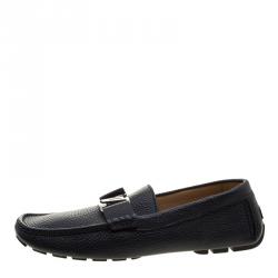 مملوكة مسبقًا Louis Vuitton Dark Blue Leather Monte Carlo Loafers Size 43