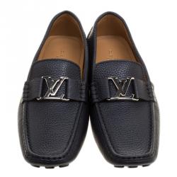 Pre Owned Louis Vuitton Navy Blue Leather Monte Carlo Loafers Size 41