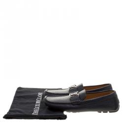 Pre Owned Louis Vuitton Navy Blue Leather Monte Carlo Loafers Size 41