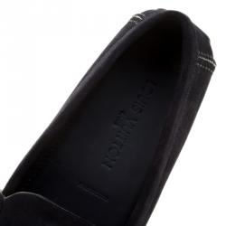 Pre Owned Louis Vuitton Black Damier Infini Suede Loafers Size 43.5