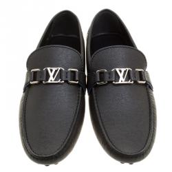 Pre Owned Louis Vuitton Black Leather Hockenheim Loafers Size 41
