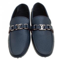 Pre Owned حذاء لوفرز لوي فيتون هوكنفيم جلد أزرق مقاس 43