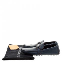 Pre Owned حذاء لوفرز لوي فيتون هوكنفيم جلد أزرق مقاس 43