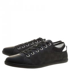 Pre Owned Louis Vuitton Damier Graphite Nylon and Leather Baseball Low Cut Sneakers Size 43.5