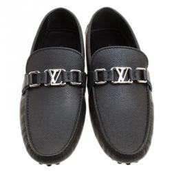 Pre Owned حذاء لوفرز لوي فيتون هوكنهيم سويدي ثلاثي اللون مقاس 39.5