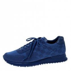 مملوكة مسبقًا Louis Vuitton Blue Damier Mesh Run Away Lace Up Sneakers Size 43