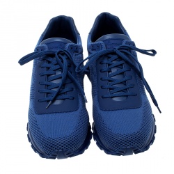 مملوكة مسبقًا Louis Vuitton Blue Damier Mesh Run Away Lace Up Sneakers Size 43