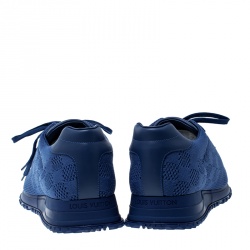 مملوكة مسبقًا Louis Vuitton Blue Damier Mesh Run Away Lace Up Sneakers Size 43