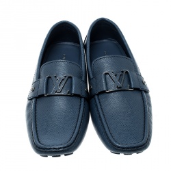 مملوكة مسبقًا Louis Vuitton Blue Leather Monte Carlo Loafers Size 43