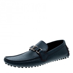 مملوكة مسبقًا Louis Vuitton Blue Leather Hockenheim Loafers Size 42.5