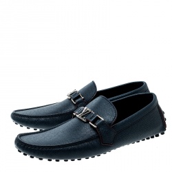 مملوكة مسبقًا Louis Vuitton Blue Leather Hockenheim Loafers Size 42.5