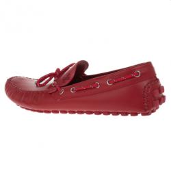 Pre Owned Louis Vuitton Red Leather Arizona Loafers Size 45