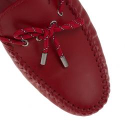 Pre Owned Louis Vuitton Red Leather Arizona Loafers Size 45