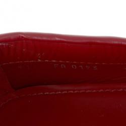 Pre Owned Louis Vuitton Red Leather Arizona Loafers Size 45