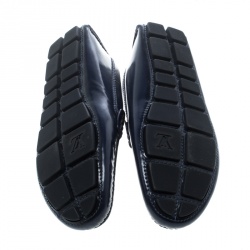 Pre Owned حذاء لوفرز لوي فيتون بيني شيد جلد أزرق مقاس 41