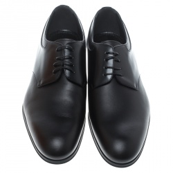 Pre Owned Louis Vuitton Black Leather Lace Up Oxfords Size 41.5
