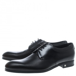Pre Owned Louis Vuitton Black Leather Lace Up Oxfords Size 41.5