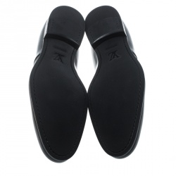 Pre Owned Louis Vuitton Black Leather Lace Up Oxfords Size 41.5