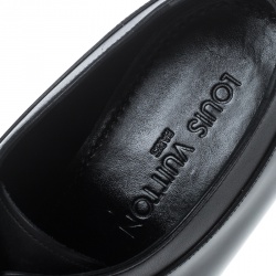 Pre Owned Louis Vuitton Black Leather Lace Up Oxfords Size 41.5