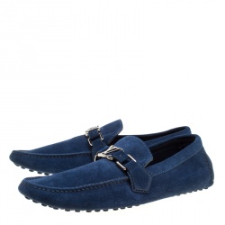 Blue Suede Louis Vuitton Loafers For Men