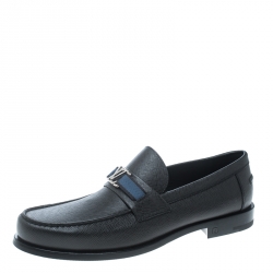 Pre Owned Louis Vuitton Ardoise Taiga Leather Major Loafers Size 43