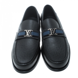 Pre Owned Louis Vuitton Ardoise Taiga Leather Major Loafers Size 43