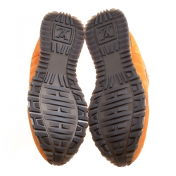 Pre Owned Louis Vuitton Orange Suede and Mesh Lace Up Sneakers Size 41.5