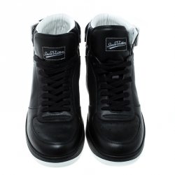 Pre Owned Louis Vuitton Black Leather Rivoli High Top Sneakers Size 40.5
