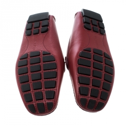 Pre Owned Louis Vuitton Red Leather Monte Carlo Loafers Size 44