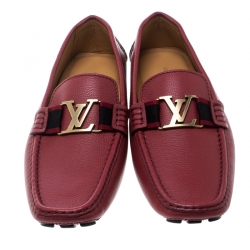 Pre Owned Louis Vuitton Red Leather Monte Carlo Loafers Size 44