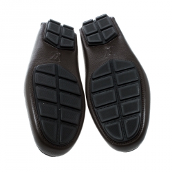 Pre Owned Louis Vuitton Brown Leather Racetrack Loafers Size 41
