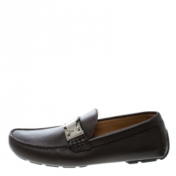 Pre Owned Louis Vuitton Brown Leather Racetrack Loafers Size 41