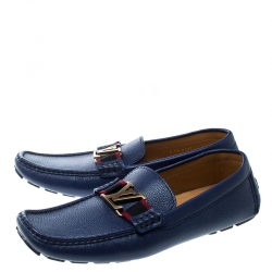 Pre Owned حذاء لوفرز لوي فيتون مونت كارلو جلد أزرق داكن مقاس 43