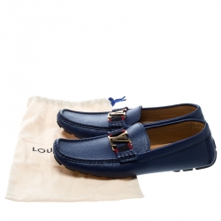 Pre Owned حذاء لوفرز لوي فيتون مونت كارلو جلد أزرق داكن مقاس 43