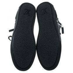 مملوكة مسبقًا حذاء رياضي لوي فيتون قماش دامييه غرافايت وحواف سويدي بسحاب وعنق مرتفع مقاس 41