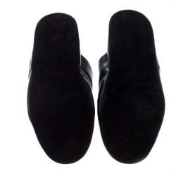 Pre Owned Louis Vuitton x Supreme Black Leather Hugh Flat Slippers Size 42