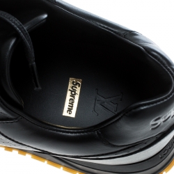 Pre Owned Louis Vuitton x Supreme Black Leather Run Away Lace Up Sneakers Size 42