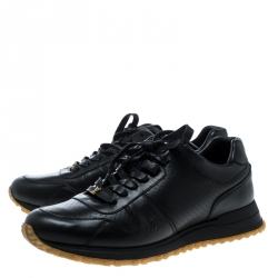 Pre Owned Louis Vuitton x Supreme Black Leather Run Away Lace Up Sneakers Size 42