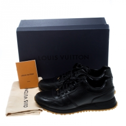 Pre Owned Louis Vuitton x Supreme Black Leather Run Away Lace Up Sneakers Size 42